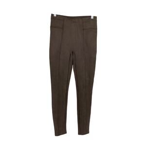 Spanx Leggings Womens Sz Small High Waist Faux Suede Pull On Brown